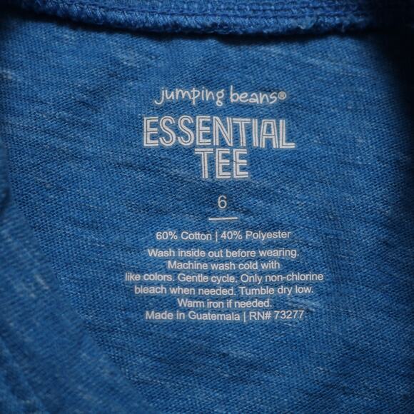 4/$20 - Jumping Beans Boys Essential Short Sleeve Blue Crewneck T-Shirt Size 6 - Picture 5 of 6